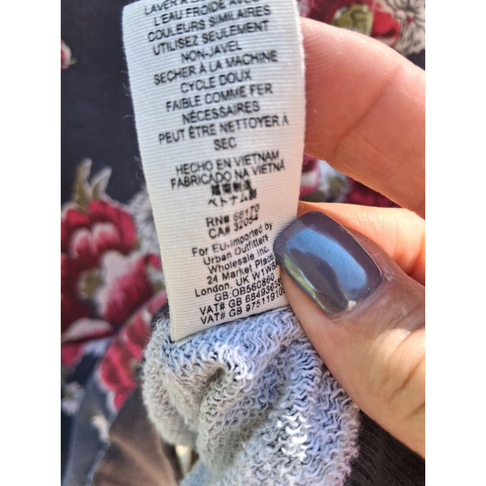Free People Floral Crewneck Sweatshirt in Charcoal with Red & Green Flowers - Picture 10 of 13